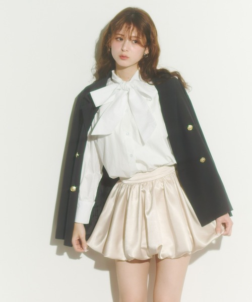 Olu.（オルドット）の「サテンバルーンミニスカート（スカート・レディース・アイボリー/ブラック・FREE）」の9枚目の写真