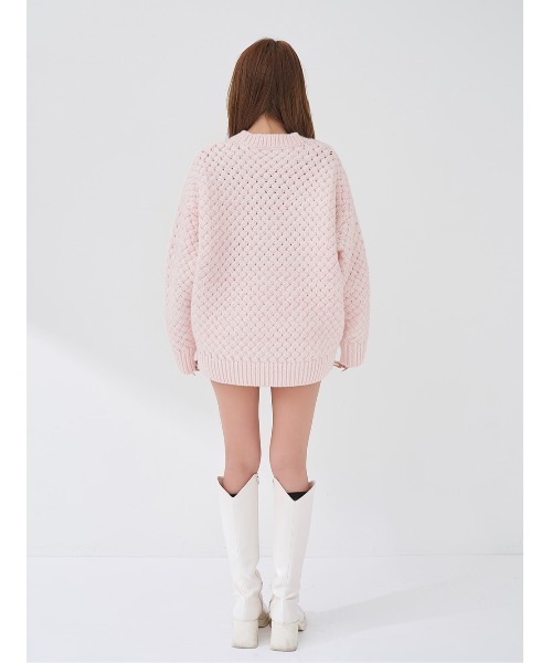 Darich（ダーリッチ）の「アントルラックボリュームニットカーディガン（カーディガン/ボレロ・レディース・ピンク/ホワイト/サックスブルー・FREE）」の7枚目の写真