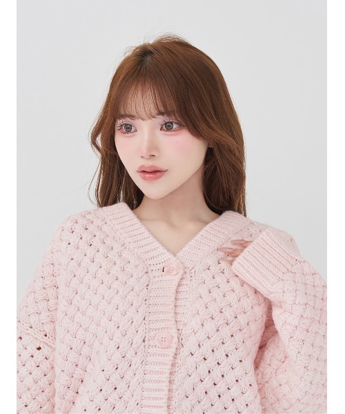 Darich（ダーリッチ）の「アントルラックボリュームニットカーディガン（カーディガン/ボレロ・レディース・ピンク/ホワイト/サックスブルー・FREE）」の11枚目の写真