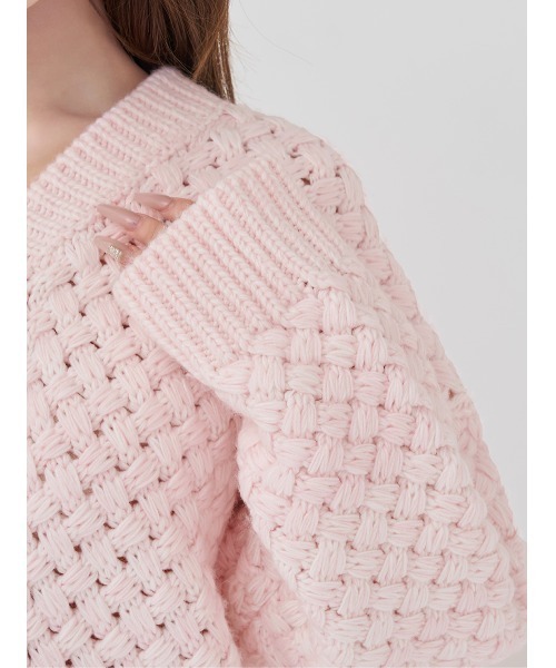 Darich（ダーリッチ）の「アントルラックボリュームニットカーディガン（カーディガン/ボレロ・レディース・ピンク/ホワイト/サックスブルー・FREE）」の12枚目の写真