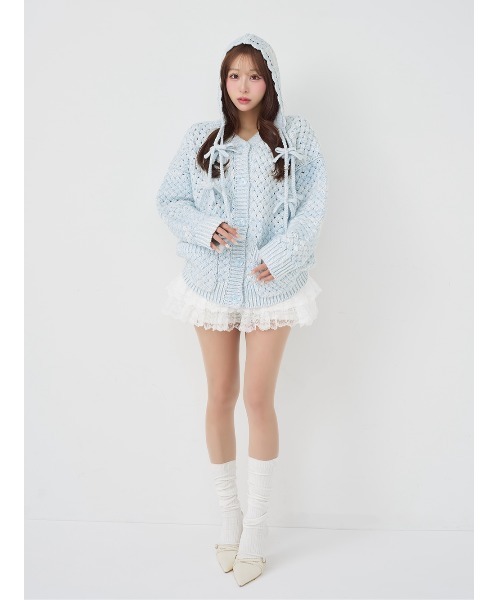 Darich（ダーリッチ）の「アントルラックボリュームニットカーディガン（カーディガン/ボレロ・レディース・ピンク/ホワイト/サックスブルー・FREE）」の19枚目の写真