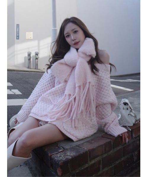 Darich（ダーリッチ）の「アントルラックボリュームニットカーディガン（カーディガン/ボレロ・レディース・ピンク/ホワイト/サックスブルー・FREE）」の21枚目の写真