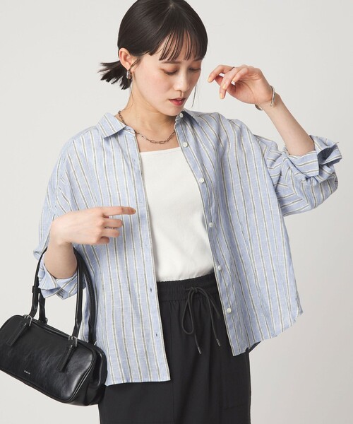green label relaxing（グリーンレーベルリラクシング）の「【結論シリーズ】リネンバランスシャツ［size SHORTあり］（シャツ/ブラウス・レディース・ナチュラル/ライトブルー/ライトピンク/ブラウン/ライム/ダークグレー/その他1・FREE/SHORT）」の7枚目の写真