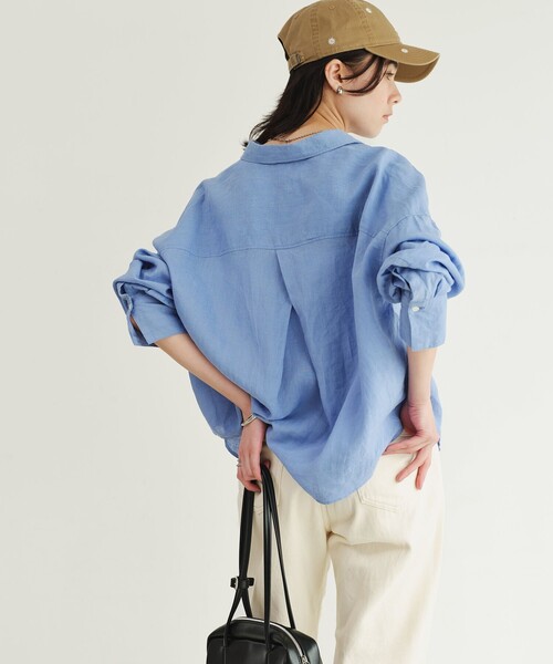 green label relaxing（グリーンレーベルリラクシング）の「【結論シリーズ】リネンバランスシャツ［size SHORTあり］（シャツ/ブラウス・レディース・ナチュラル/ライトブルー/ライトピンク/ブラウン/ライム/ダークグレー/その他1・FREE/SHORT）」の6枚目の写真