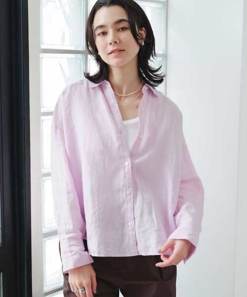 green label relaxing（グリーンレーベルリラクシング）の「【結論シリーズ】リネンバランスシャツ［size SHORTあり］（シャツ/ブラウス・レディース・ナチュラル/ライトブルー/ライトピンク/ブラウン/ライム/ダークグレー/その他1・FREE/SHORT）」の20枚目の写真