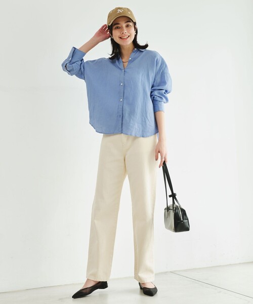 green label relaxing（グリーンレーベルリラクシング）の「【結論シリーズ】リネンバランスシャツ［size SHORTあり］（シャツ/ブラウス・レディース・ナチュラル/ライトブルー/ライトピンク/ブラウン/ライム/ダークグレー/その他1・FREE/SHORT）」の8枚目の写真