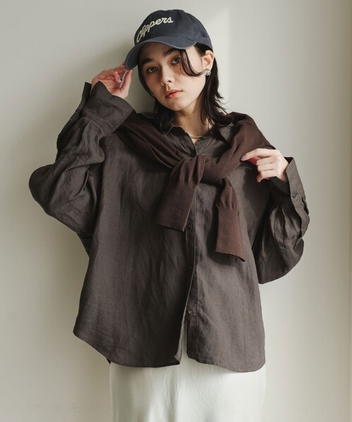 green label relaxing（グリーンレーベルリラクシング）の「【結論シリーズ】リネンバランスシャツ［size SHORTあり］（シャツ/ブラウス・レディース・ナチュラル/ライトブルー/ライトピンク/ブラウン/ライム/ダークグレー/その他1・FREE/SHORT）」の10枚目の写真