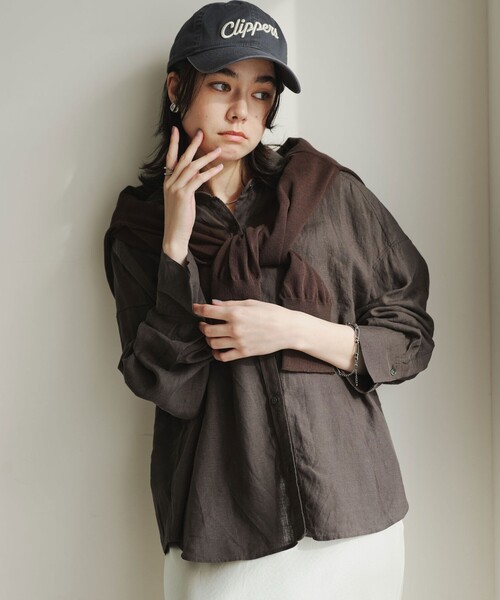 green label relaxing（グリーンレーベルリラクシング）の「【結論シリーズ】リネンバランスシャツ［size SHORTあり］（シャツ/ブラウス・レディース・ナチュラル/ライトブルー/ライトピンク/ブラウン/ライム/ダークグレー/その他1・FREE/SHORT）」の11枚目の写真