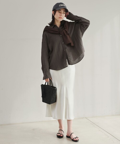 green label relaxing（グリーンレーベルリラクシング）の「【結論シリーズ】リネンバランスシャツ［size SHORTあり］（シャツ/ブラウス・レディース・ナチュラル/ライトブルー/ライトピンク/ブラウン/ライム/ダークグレー/その他1・FREE/SHORT）」の12枚目の写真