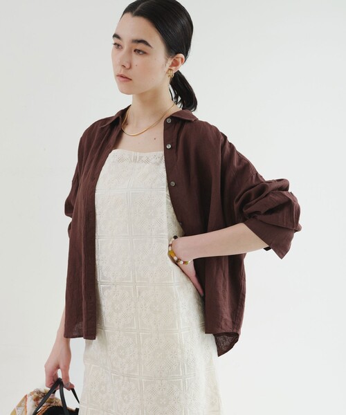 green label relaxing（グリーンレーベルリラクシング）の「【結論シリーズ】リネンバランスシャツ［size SHORTあり］（シャツ/ブラウス・レディース・ナチュラル/ライトブルー/ライトピンク/ブラウン/ライム/ダークグレー/その他1・FREE/SHORT）」の13枚目の写真