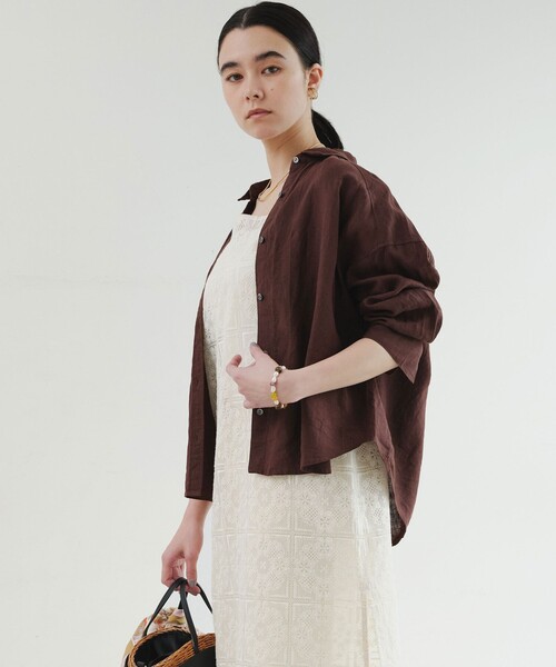 green label relaxing（グリーンレーベルリラクシング）の「【結論シリーズ】リネンバランスシャツ［size SHORTあり］（シャツ/ブラウス・レディース・ナチュラル/ライトブルー/ライトピンク/ブラウン/ライム/ダークグレー/その他1・FREE/SHORT）」の14枚目の写真