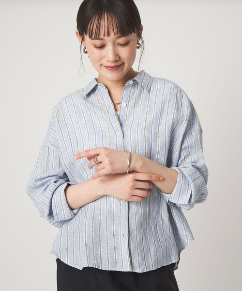 green label relaxing（グリーンレーベルリラクシング）の「【結論シリーズ】リネンバランスシャツ［size SHORTあり］（シャツ/ブラウス・レディース・ナチュラル/ライトブルー/ライトピンク/ブラウン/ライム/ダークグレー/その他1・FREE/SHORT）」の16枚目の写真