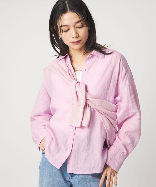 green label relaxing（グリーンレーベルリラクシング）の「【結論シリーズ】リネンバランスシャツ［size SHORTあり］（シャツ/ブラウス・レディース・ナチュラル/ライトブルー/ライトピンク/ブラウン/ライム/ダークグレー/その他1・FREE/SHORT）」の18枚目の写真