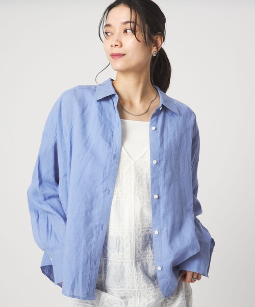 green label relaxing（グリーンレーベルリラクシング）の「【結論シリーズ】リネンバランスシャツ［size SHORTあり］（シャツ/ブラウス・レディース・ナチュラル/ライトブルー/ライトピンク/ブラウン/ライム/ダークグレー/その他1・FREE/SHORT）」の14枚目の写真