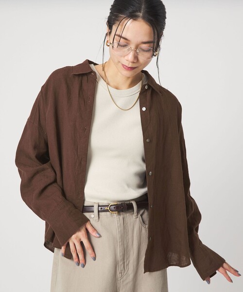 green label relaxing（グリーンレーベルリラクシング）の「［size SHORTあり］リネンバランスシャツ（シャツ/ブラウス・レディース・ナチュラル/ライトブルー/ライトピンク/ブラウン/ライム/ダークグレー/その他1・FREE/SHORT）」の22枚目の写真