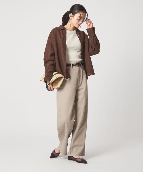 green label relaxing（グリーンレーベルリラクシング）の「［size SHORTあり］リネンバランスシャツ（シャツ/ブラウス・レディース・ナチュラル/ライトブルー/ライトピンク/ブラウン/ライム/ダークグレー/その他1・FREE/SHORT）」の21枚目の写真