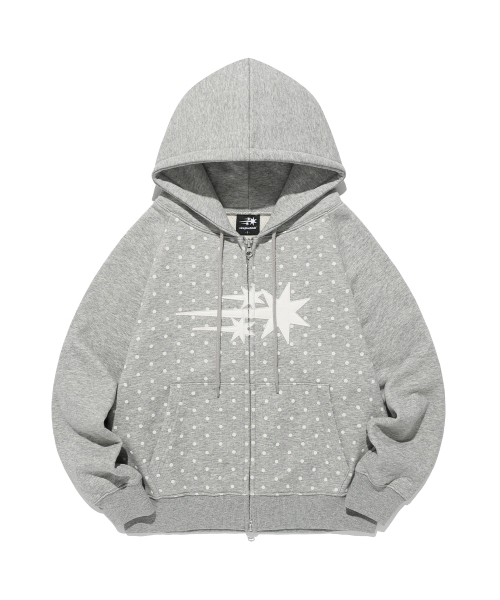 NICE GHOST CLUB(ナイスゴーストクラブ)の「DOT 3STAR RAGLAN CROP HOODIE ZIP UP_GREY(NG2GSUM493A)(パーカー・レディース・グレー・SMALL/MEDIUM)」の2枚目の写真