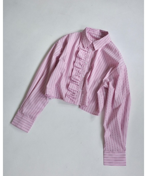 JUMELLE(ジュメロ)の「ストライプフリルブラウス(シャツ/ブラウス・レディース・ピンク/ブルー・MEDIUM)」の11枚目の写真