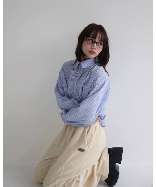 JUMELLE(ジュメロ)の「ストライプフリルブラウス(シャツ/ブラウス・レディース・ピンク/ブルー・MEDIUM)」の15枚目の写真