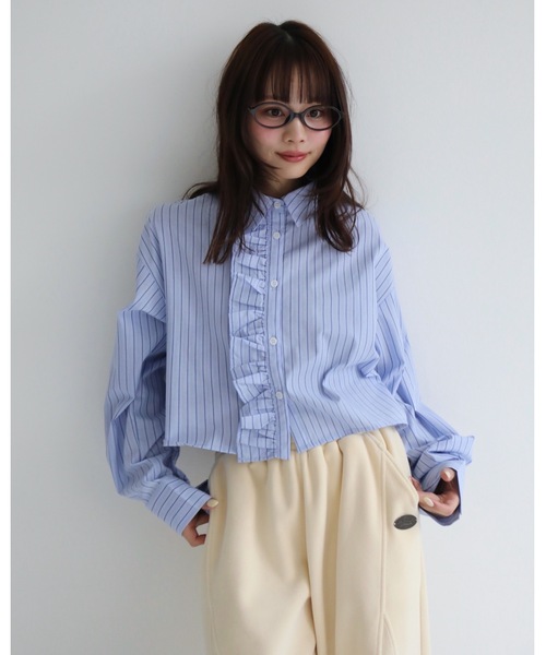 JUMELLE(ジュメロ)の「ストライプフリルブラウス(シャツ/ブラウス・レディース・ピンク/ブルー・MEDIUM)」の16枚目の写真