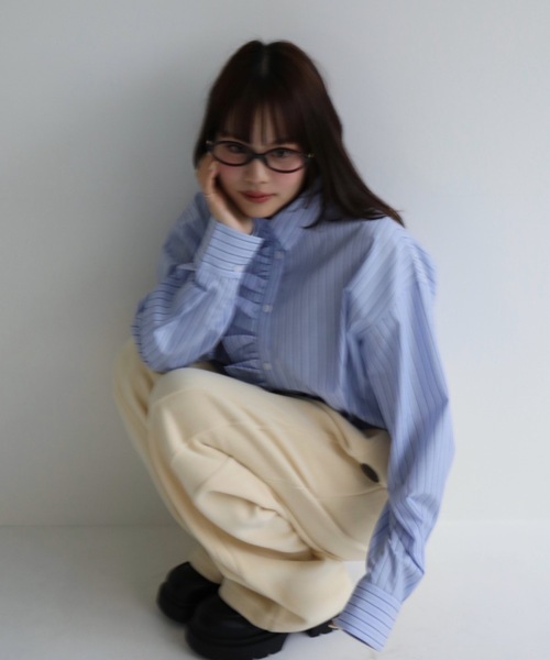 JUMELLE(ジュメロ)の「ストライプフリルブラウス(シャツ/ブラウス・レディース・ピンク/ブルー・MEDIUM)」の18枚目の写真