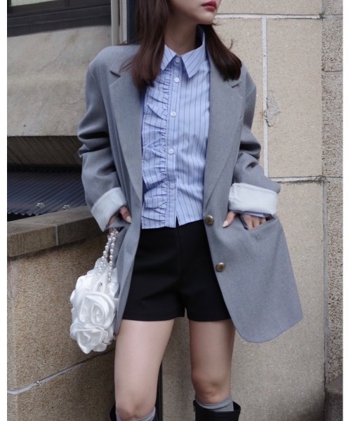 JUMELLE(ジュメロ)の「ストライプフリルブラウス(シャツ/ブラウス・レディース・ピンク/ブルー・MEDIUM)」の3枚目の写真