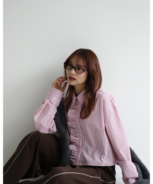 JUMELLE(ジュメロ)の「ストライプフリルブラウス(シャツ/ブラウス・レディース・ピンク/ブルー・MEDIUM)」の10枚目の写真