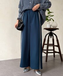リブラインストレッチストレートパンツ