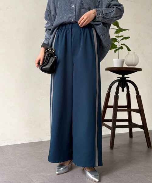 Chez toi（シェトワ）の「リブラインストレッチストレートパンツ（その他パンツ・レディース・ライトグレー/ネイビー/チャコールグレー・FREE）」の3枚目の写真