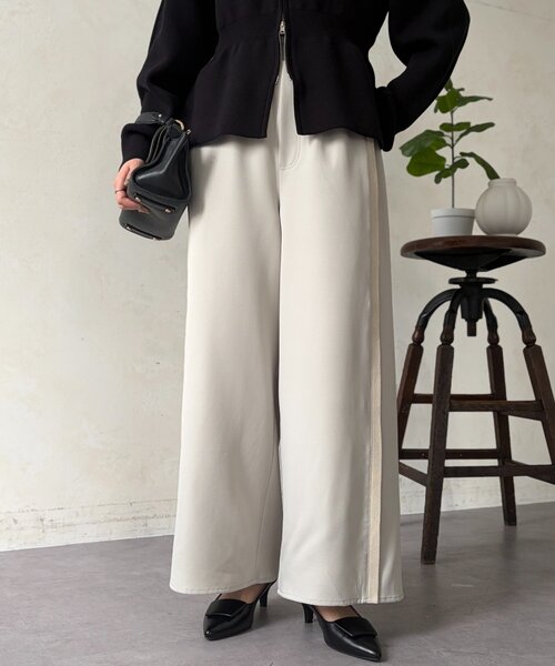 Chez toi（シェトワ）の「リブラインストレッチストレートパンツ（その他パンツ・レディース・ライトグレー/ネイビー/チャコールグレー・FREE）」の21枚目の写真