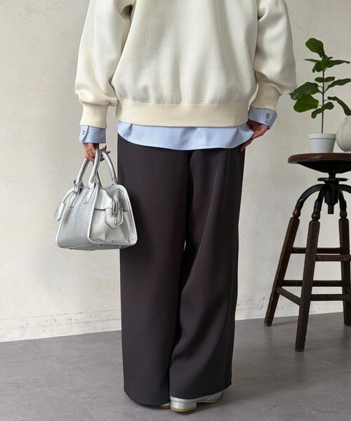 Chez toi（シェトワ）の「リブラインストレッチストレートパンツ（その他パンツ・レディース・ライトグレー/ネイビー/チャコールグレー・FREE）」の5枚目の写真