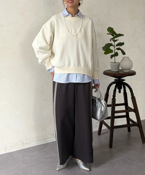 Chez toi（シェトワ）の「リブラインストレッチストレートパンツ（その他パンツ・レディース・ライトグレー/ネイビー/チャコールグレー・FREE）」の7枚目の写真