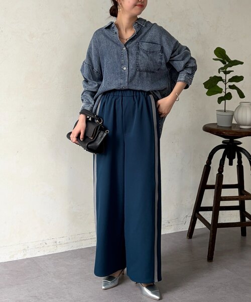 Chez toi（シェトワ）の「リブラインストレッチストレートパンツ（その他パンツ・レディース・ライトグレー/ネイビー/チャコールグレー・FREE）」の12枚目の写真