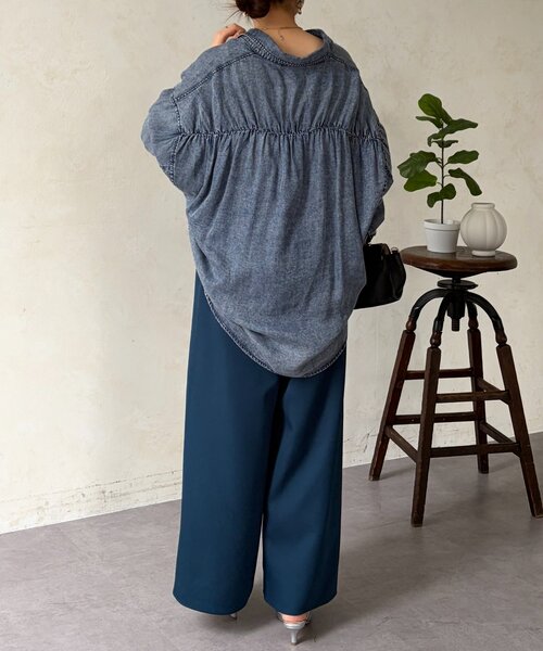 Chez toi（シェトワ）の「リブラインストレッチストレートパンツ（その他パンツ・レディース・ライトグレー/ネイビー/チャコールグレー・FREE）」の14枚目の写真