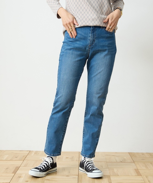 DECOY SINCE 1981（デコイシンスイチキュウハチイチ）の「ストレッチデニムスリムパンツ【ウエストゴム・大きいサイズあり】（その他パンツ・レディース・ネイビー/ブルー・64/67/70/76/80）」の4枚目の写真