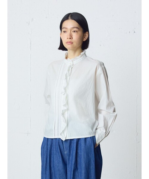 MidiUmi(ミディウミ)の「MidiUmi フロントフリルレースシャツ(シャツ/ブラウス・レディース・ブラック/オフホワイト・FREE)」の6枚目の写真