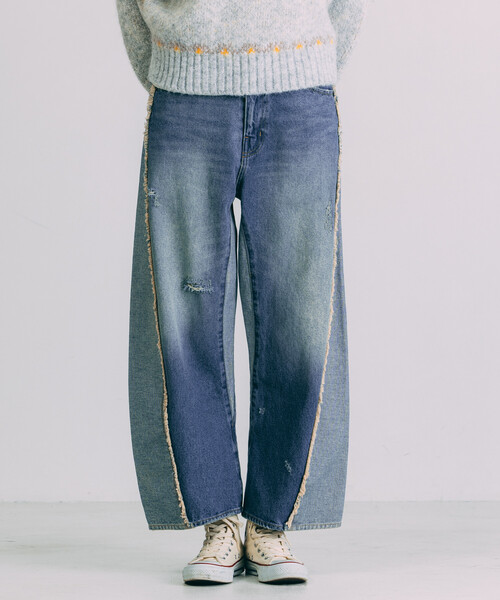 Freada（フリーダ）の「Freada/フリーダ 配色カーブデニム（デニムパンツ・レディース・ブラック/ブルー・MEDIUM/SMALL）」の21枚目の写真