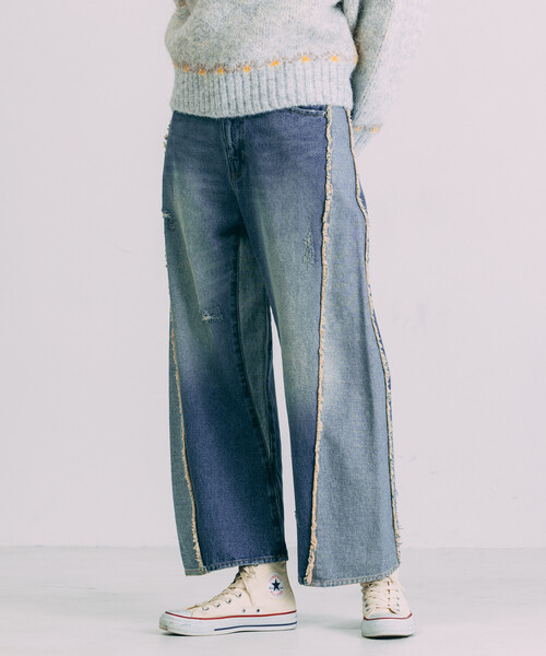 Freada（フリーダ）の「Freada/フリーダ 配色カーブデニム（デニムパンツ・レディース・ブラック/ブルー・MEDIUM/SMALL）」の22枚目の写真