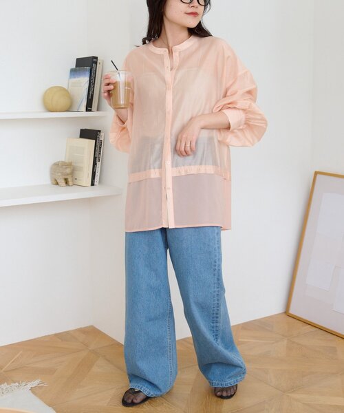 CIAOPANIC TYPY(チャオパニックティピー)の「≪裾レイヤード≫シアーバンドカラーシャツ(シャツ/ブラウス・レディース・ブラック/イエロー/ピンク/ホワイト・ONE SIZE)」の16枚目の写真