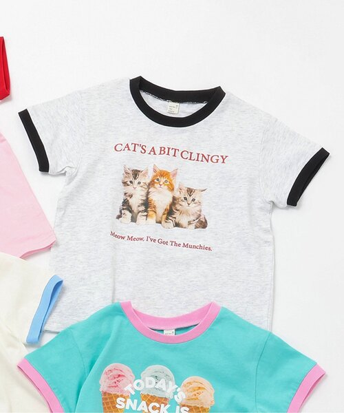 apres les cours（アプレレクール）の「【リンク/WEB限定】4柄転写モチーフTシャツ（Tシャツ/カットソー・キッズ・ピンク/ミント/アイボリー/オフホワイト・140/130/120/110/100/90/80）」の3枚目の写真