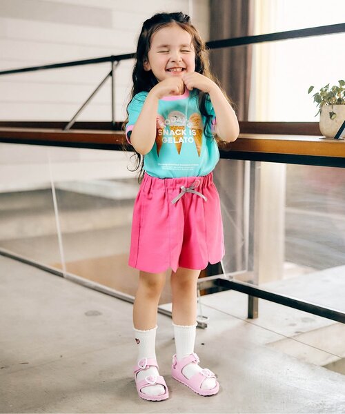 apres les cours（アプレレクール）の「【再入荷/リンク】4柄転写モチーフ半袖Tシャツ（Tシャツ/カットソー・キッズ・ピンク/ミント/アイボリー/オフホワイト・140/130/120/110/100/90/80）」の5枚目の写真