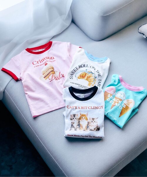 apres les cours（アプレレクール）の「【リンク/WEB限定】4柄転写モチーフTシャツ（Tシャツ/カットソー・キッズ・ピンク/ミント/アイボリー/オフホワイト・140/130/120/110/100/90/80）」の19枚目の写真