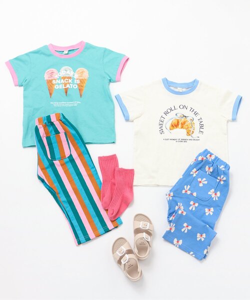 apres les cours（アプレレクール）の「【リンク/WEB限定】4柄転写モチーフTシャツ（Tシャツ/カットソー・キッズ・ピンク/ミント/アイボリー/オフホワイト・140/130/120/110/100/90/80）」の17枚目の写真