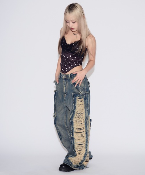 tinkerend（ティンカーエンド）の「Dot Lace Camisole / ドットレースキャミソール カップ付（キャミソール・レディース・シャンパン/ホワイト/ブラック・FREE）」の22枚目の写真