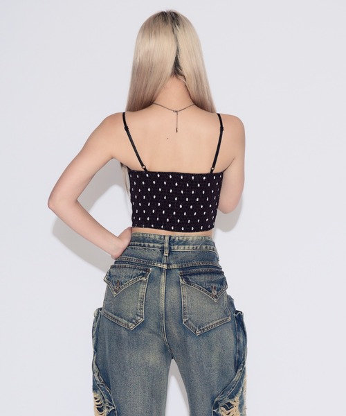 tinkerend（ティンカーエンド）の「Dot Lace Camisole / ドットレースキャミソール カップ付（キャミソール・レディース・シャンパン/ホワイト/ブラック・FREE）」の19枚目の写真