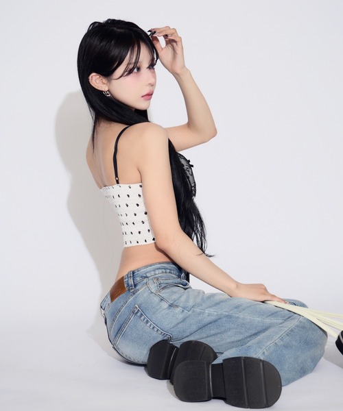 tinkerend（ティンカーエンド）の「Dot Lace Camisole / ドットレースキャミソール カップ付（キャミソール・レディース・シャンパン/ホワイト/ブラック・FREE）」の11枚目の写真