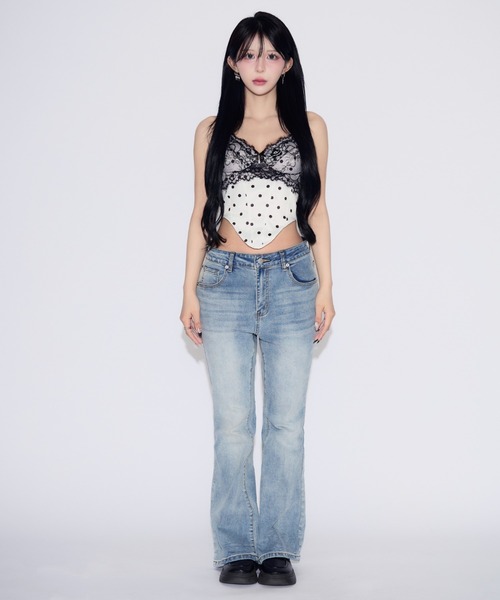 tinkerend（ティンカーエンド）の「Dot Lace Camisole / ドットレースキャミソール カップ付（キャミソール・レディース・シャンパン/ホワイト/ブラック・FREE）」の14枚目の写真