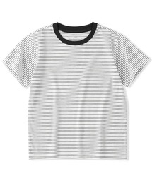 キッズ 綿天竺編みクルーネック半袖Tシャツ ボーダー