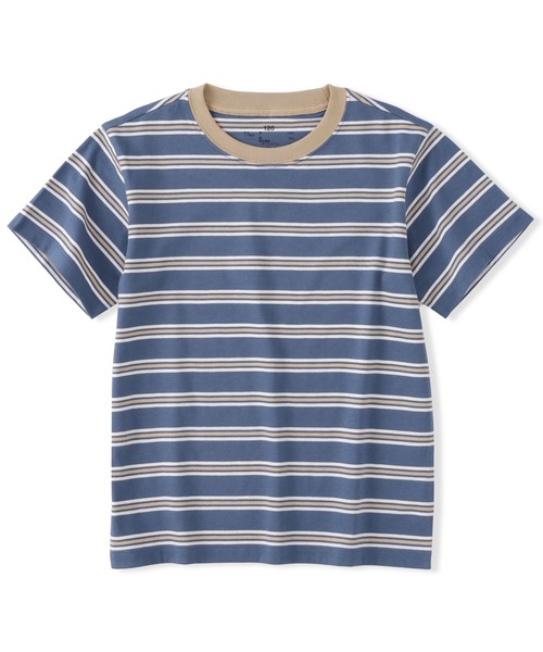 無印良品(ムジルシリョウヒン)の「キッズ 綿天竺編みクルーネック半袖Tシャツ ボーダー(Tシャツ/カットソー・キッズ・ブラック系/ブルー系/ピンク系/ホワイト系/ライトグリーン系/ネイビー系/パープル系・110/120/130/140/150)」の4枚目の写真