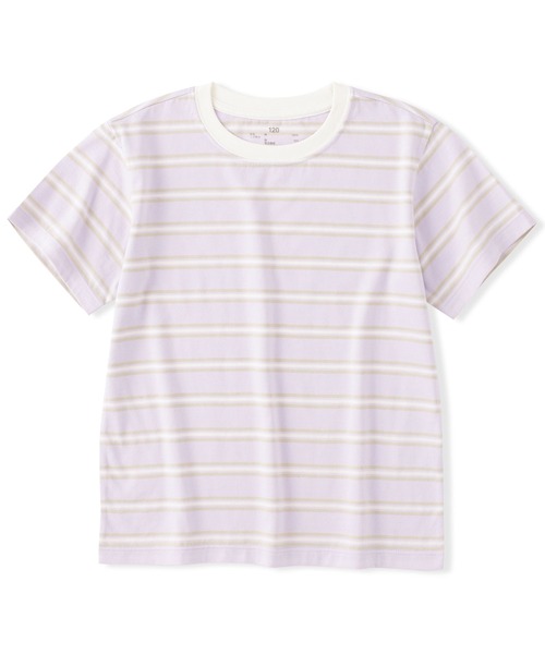 無印良品(ムジルシリョウヒン)の「キッズ 綿天竺編みクルーネック半袖Tシャツ ボーダー(Tシャツ/カットソー・キッズ・ブラック系/ブルー系/ピンク系/ホワイト系/ライトグリーン系/ネイビー系/パープル系・110/120/130/140/150)」の6枚目の写真